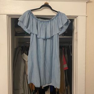 Zara Off-Shoulder Chambray Dress